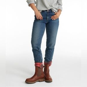 LL BEAN SIGNATURE Flannel Lined Boyfriend Straight Leg Blue Jeans Sise 8